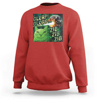 Funny Alien Cat Meme Sweatshirt Glerp Glorp Zib Zib