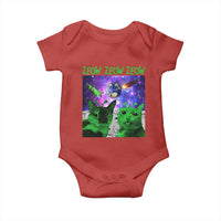 Funny Alien Cat Meme Baby Onesie Green Cats ZEOW ZEOW