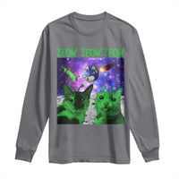 Funny Alien Cat Meme Long Sleeve Shirt Green Cats ZEOW ZEOW