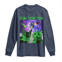 Funny Alien Cat Meme Long Sleeve Shirt Green Cats ZEOW ZEOW