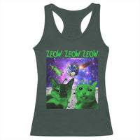 Funny Alien Cat Meme Racerback Tank Top Green Cats ZEOW ZEOW