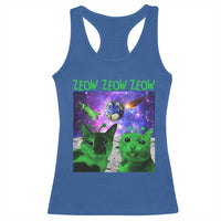 Funny Alien Cat Meme Racerback Tank Top Green Cats ZEOW ZEOW
