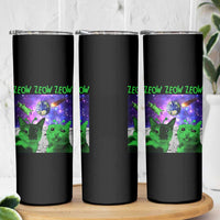 Funny Alien Cat Meme Skinny Tumbler Green Cats ZEOW ZEOW