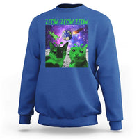 Funny Alien Cat Meme Sweatshirt Green Cats ZEOW ZEOW