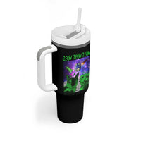 Funny Alien Cat Meme Tumbler With Handle Green Cats ZEOW ZEOW