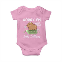 Funny Sorry I'm Late I Was Dilly Dallying Baby Onesie Cute Capybara and Turtle