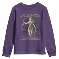 Lady Justice Youth Sweatshirt If You Are Neutral In Situations Of Injustice You Have Chosen The Side Of The Oppressor