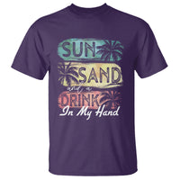 Beach Lover T Shirt Sun Sand and A Drink In My Hand Summer Vacation - Wonder Print Shop
