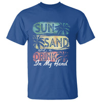 Beach Lover T Shirt Sun Sand and A Drink In My Hand Summer Vacation - Wonder Print Shop