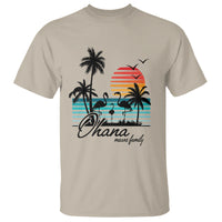 Hawaiian T Shirt Ohana Means Family Flamingo Sunset Beach Hawaii Summer Vacation - Wonder Print Shop