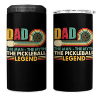 Pickleball Dad 4 in 1 Can Cooler Tumbler The Man The Myth The Legend Retro