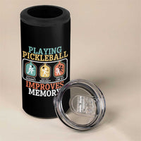 Funny Playing Pickleball Improves Memory Retro 4 in 1 Can Cooler Tumbler