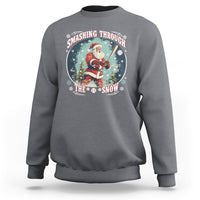 Christmas Sport Sweatshirt Baseball Player Santa Smashing Through The Snow - Wonder Print Shop