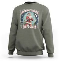 Christmas Sport Sweatshirt Baseball Player Santa Smashing Through The Snow - Wonder Print Shop
