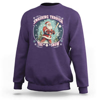 Christmas Sport Sweatshirt Baseball Player Santa Smashing Through The Snow - Wonder Print Shop