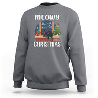 Christmas Sweatshirt Cat Reindeer Chillin' Xmas Eve Window Meowy - Wonder Print Shop