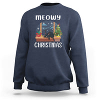 Christmas Sweatshirt Cat Reindeer Chillin' Xmas Eve Window Meowy - Wonder Print Shop