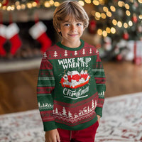 Cute Cat Wake Me Up When It's Christmas Chillin' Ugly Christmas Sweater - Wonder Print Shop