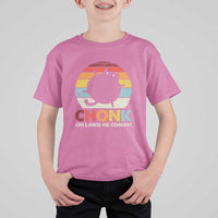 Funny Fat Cat T Shirt For Kid Chonk Oh Lawd He Comin' - Wonder Print Shop
