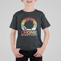Funny Fat Cat T Shirt For Kid Chonk Oh Lawd He Comin' - Wonder Print Shop