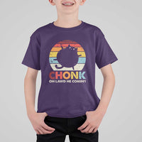 Funny Fat Cat T Shirt For Kid Chonk Oh Lawd He Comin' - Wonder Print Shop