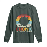 Funny Fat Cat Long Sleeve Shirt Chonk Oh Lawd He Comin'