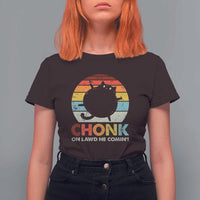 Funny Fat Cat T Shirt For Women Chonk Oh Lawd He Comin' - Wonder Print Shop