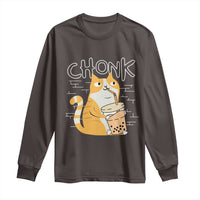 Funny Fat Cat Long Sleeve Shirt Chonk Drinking Bubble Tea