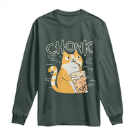 Funny Fat Cat Long Sleeve Shirt Chonk Drinking Bubble Tea