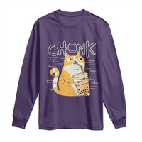 Funny Fat Cat Long Sleeve Shirt Chonk Drinking Bubble Tea