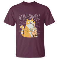 Funny Fat Cat T Shirt Chonk Drinking Bubble Tea - Wonder Print Shop