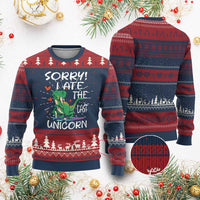 Funny Dinosaur Ugly Christmas Sweater Sorry I Ate The Last Unicorn - Wonder Print Shop