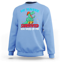 100th Day Of School Sweatshirt My Teacher Survived 100 Days Of Me Funny Dinosaur - Wonder Print Shop