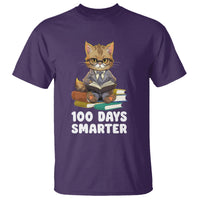 100th Day Of School T Shirt 100 Days Smarter Funny Kitty Cat Reading Book - Wonder Print Shop