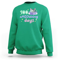100th Day Of School Sweatshirt 100 Ameowzing Days Cute Cat Reading Book - Wonder Print Shop