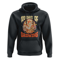 100th Day Of School Teacher Hoodie 100 Days Of Growing Retro Groovy Mushroom