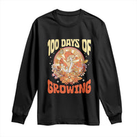 100th Day Of School Teacher Long Sleeve Shirt 100 Days Of Growing Retro Groovy Mushroom