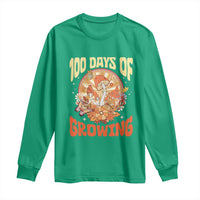 100th Day Of School Teacher Long Sleeve Shirt 100 Days Of Growing Retro Groovy Mushroom