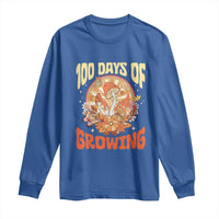 100th Day Of School Teacher Long Sleeve Shirt 100 Days Of Growing Retro Groovy Mushroom