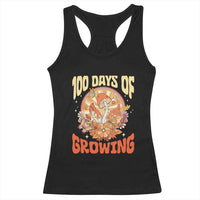 100th Day Of School Teacher Racerback Tank Top 100 Days Of Growing Retro Groovy Mushroom