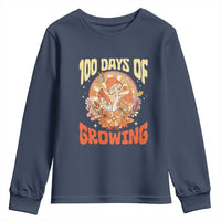 100th Day Of School Teacher Youth Sweatshirt 100 Days Of Growing Retro Groovy Mushroom