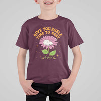 Give Yourself Time To Rest T Shirt For Kid Cute Cat Sleep Mental Health