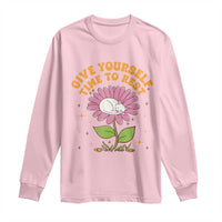 Give Yourself Time To Rest Long Sleeve Shirt Cute Cat Sleep Mental Health