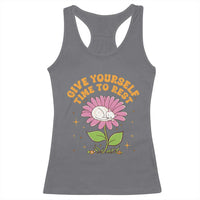 Give Yourself Time To Rest Racerback Tank Top Cute Cat Sleep Mental Health