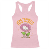 Give Yourself Time To Rest Racerback Tank Top Cute Cat Sleep Mental Health