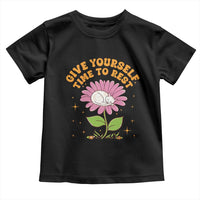 Give Yourself Time To Rest Toddler T Shirt Cute Cat Sleep Mental Health