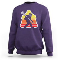 Funny Retro Bigfoot Lacrosse Player Sweatshirt - Wonder Print Shop