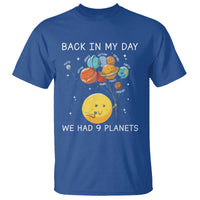 Outer Space Pluto Astronomy T Shirt Back In My Day We Had Nine Planets - Wonder Print Shop