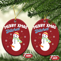 Merry Xmas Bitches Christmas Ornament Naughty Dirty Carrot Snowman - Wonder Print Shop