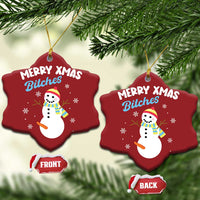 Merry Xmas Bitches Christmas Ornament Naughty Dirty Carrot Snowman - Wonder Print Shop